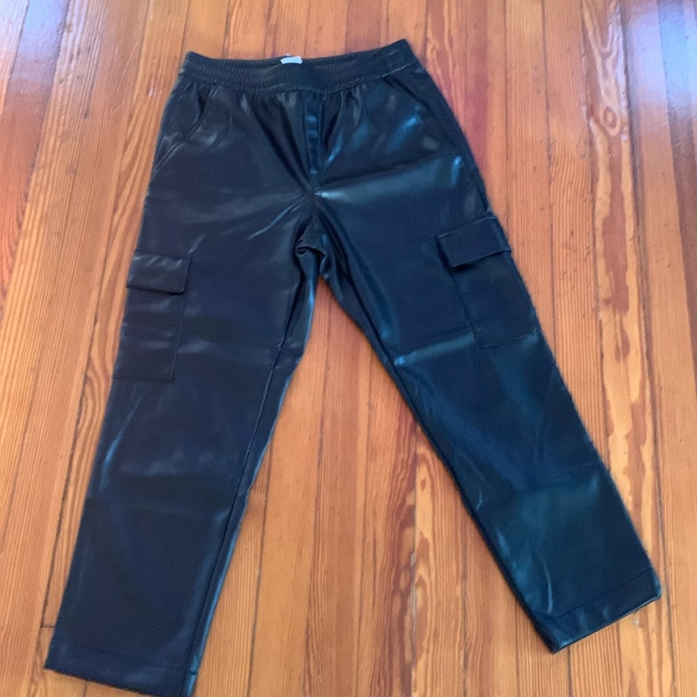 Faux leather pants.